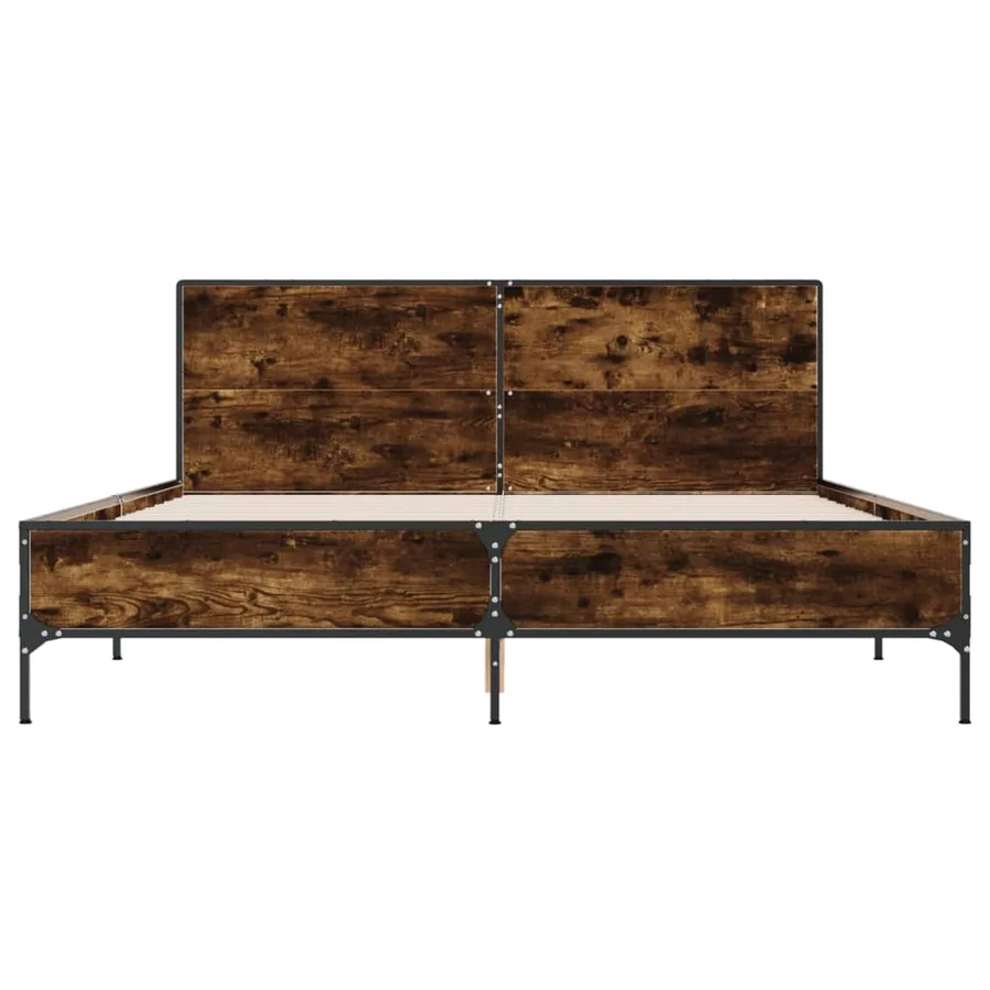 Cadre de lit sans matelas chêne fumé 160x200 cm - 4