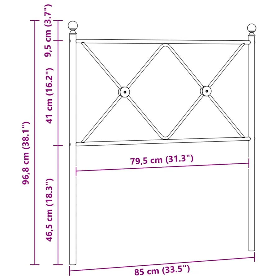 Tête de lit de remplacement métal blanc 80 cm - 6