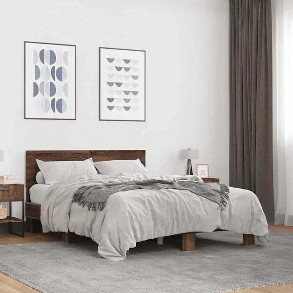 Cadre de lit sans matelas chêne marron 120x200 cm