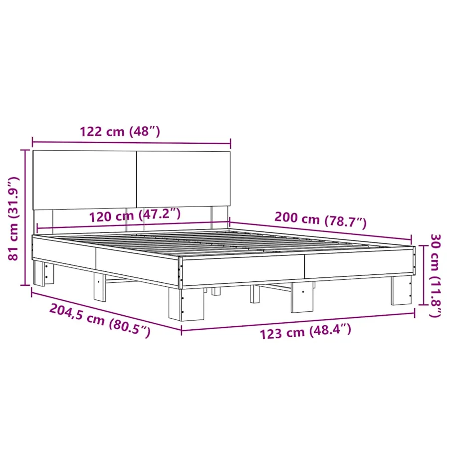 Cadre de lit sans matelas chêne marron 120x200 cm - 9