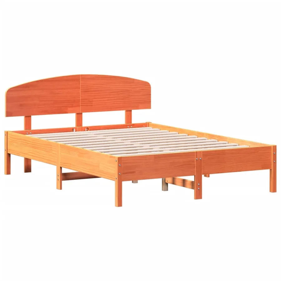 Cadre de lit sans matelas cire marron 120x190cm bois pin massif - 3