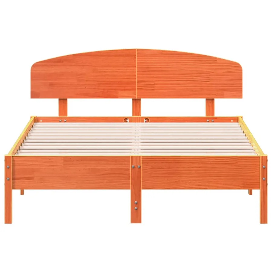 Cadre de lit sans matelas cire marron 120x190cm bois pin massif - 4