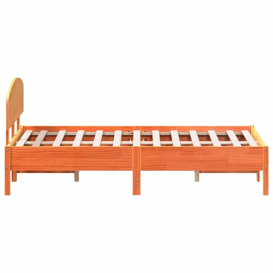 Cadre de lit sans matelas cire marron 120x190cm bois pin massif - 5