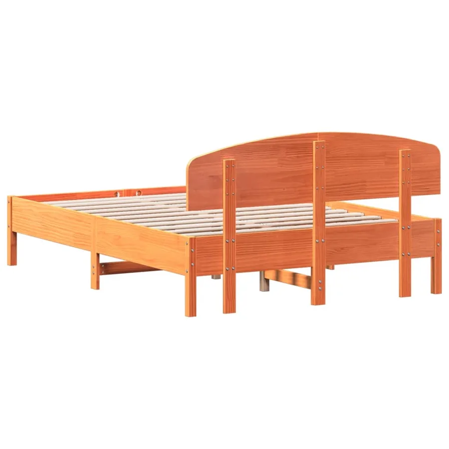 Cadre de lit sans matelas cire marron 120x190cm bois pin massif - 6