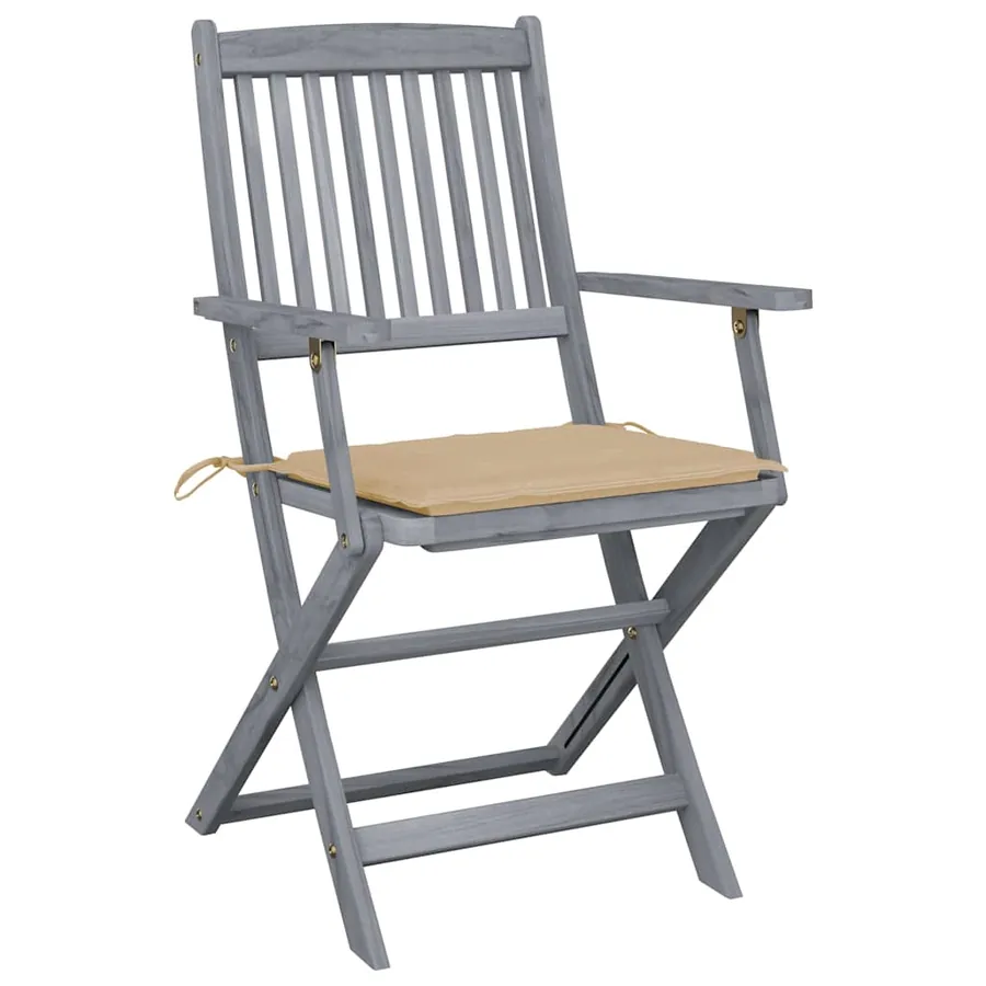 Chaises pliables d'extérieur lot de 4 et coussins Bois d'acacia - 3