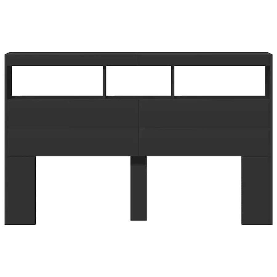Armoire tête de lit avec LED noir 160x17x102 cm - 6