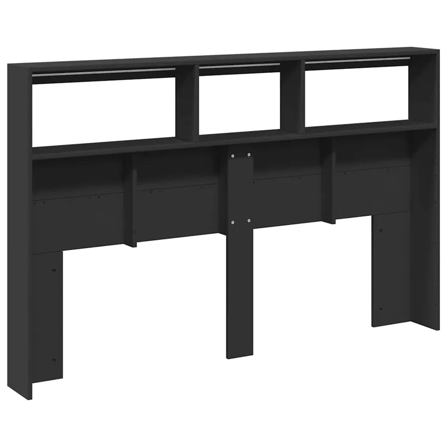 Armoire tête de lit avec LED noir 160x17x102 cm - 8