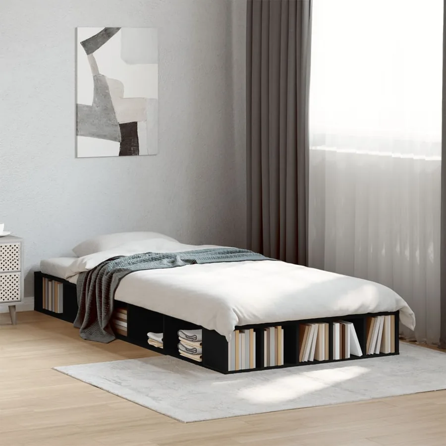 Cadre de lit sans matelas noir 75x190 cm