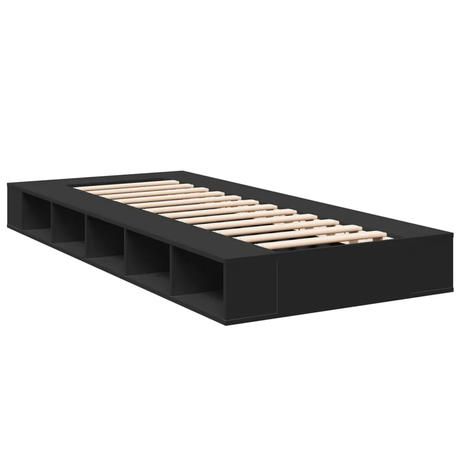 Cadre de lit sans matelas noir 75x190 cm - 6