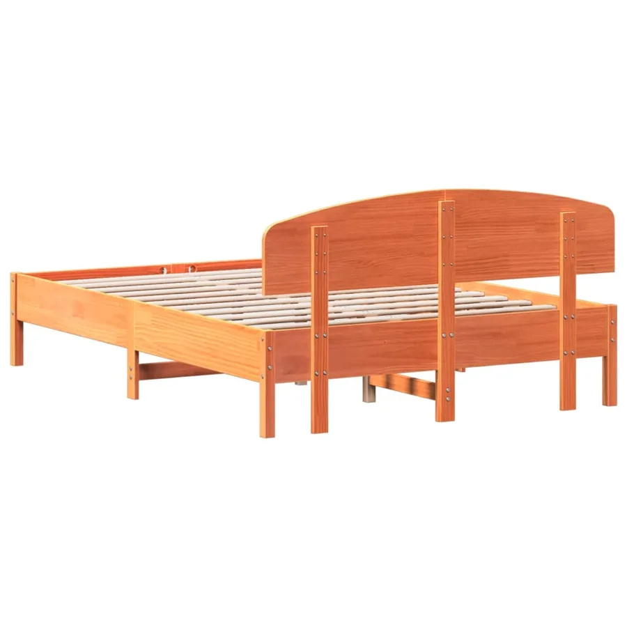 Cadre de lit sans matelas cire marron 150x200cm bois pin massif - 6