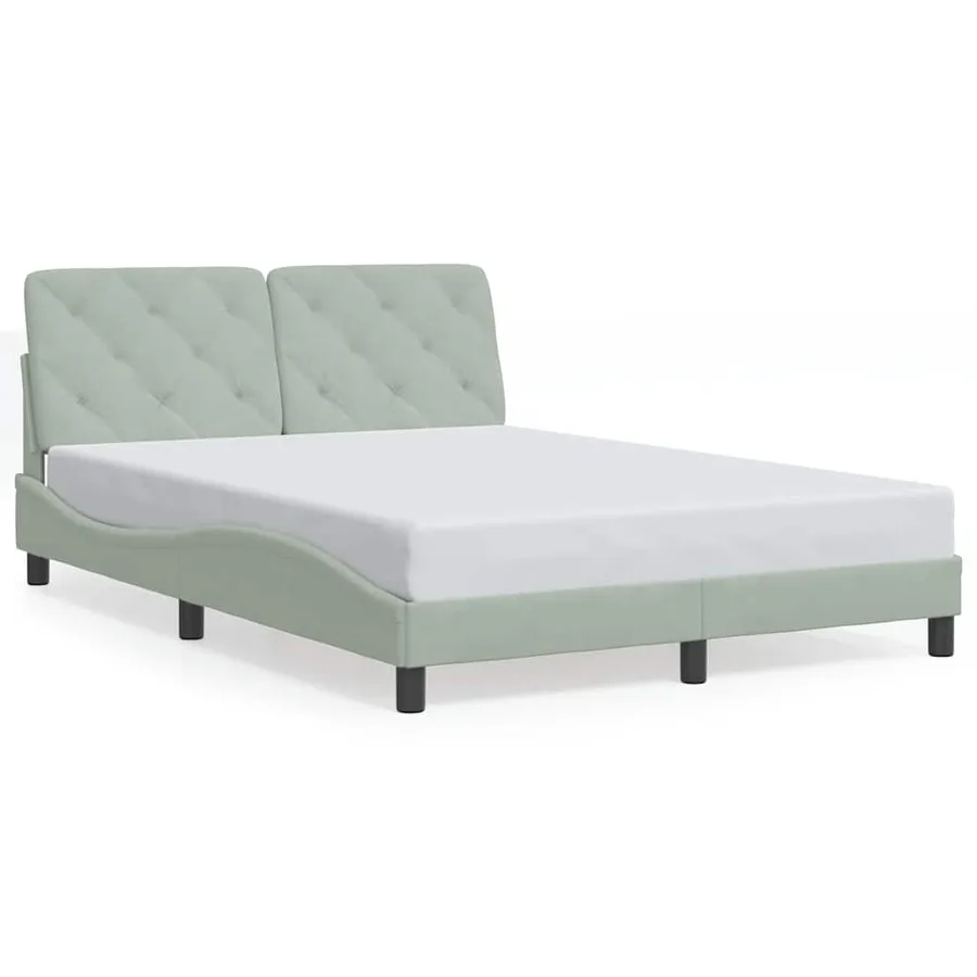 Cadre de lit sans matelas gris clair 120x200 cm velours - 2