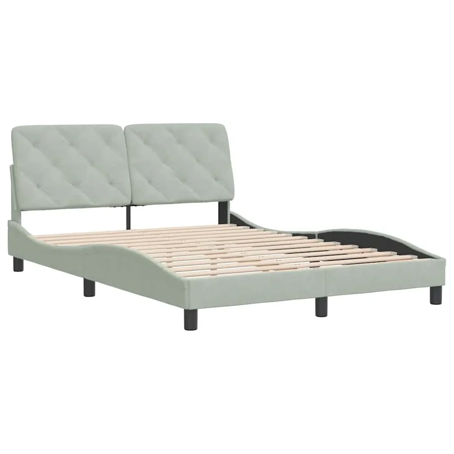 Cadre de lit sans matelas gris clair 120x200 cm velours - 3