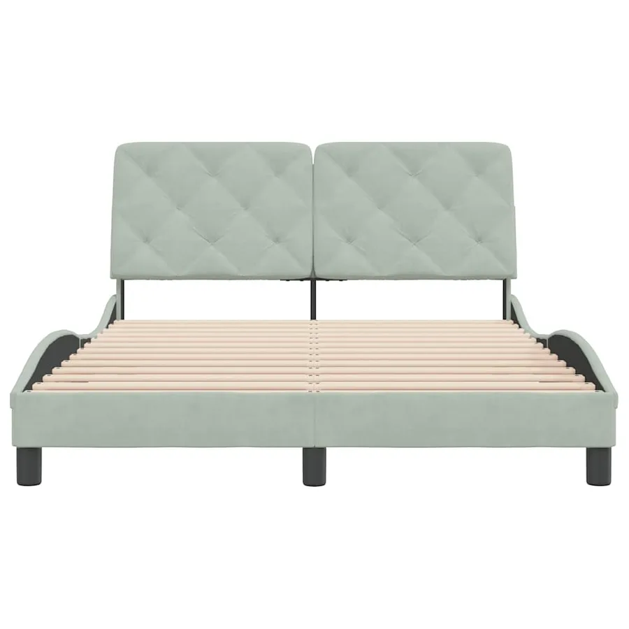 Cadre de lit sans matelas gris clair 120x200 cm velours - 5
