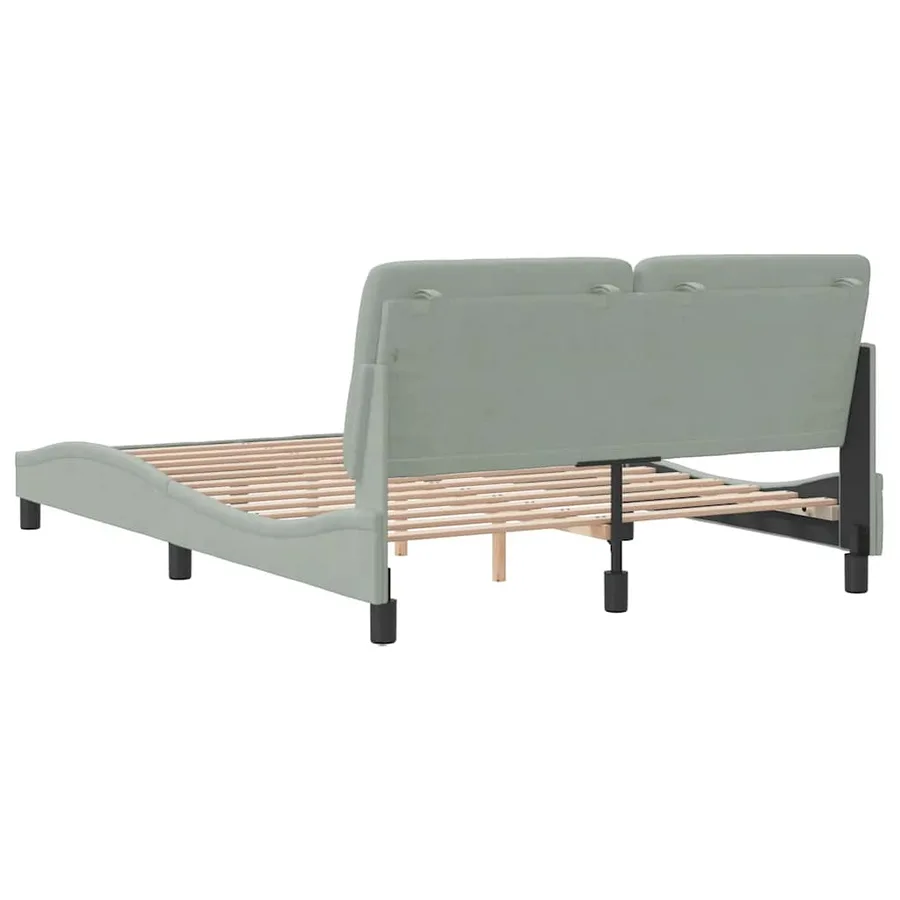 Cadre de lit sans matelas gris clair 120x200 cm velours - 7