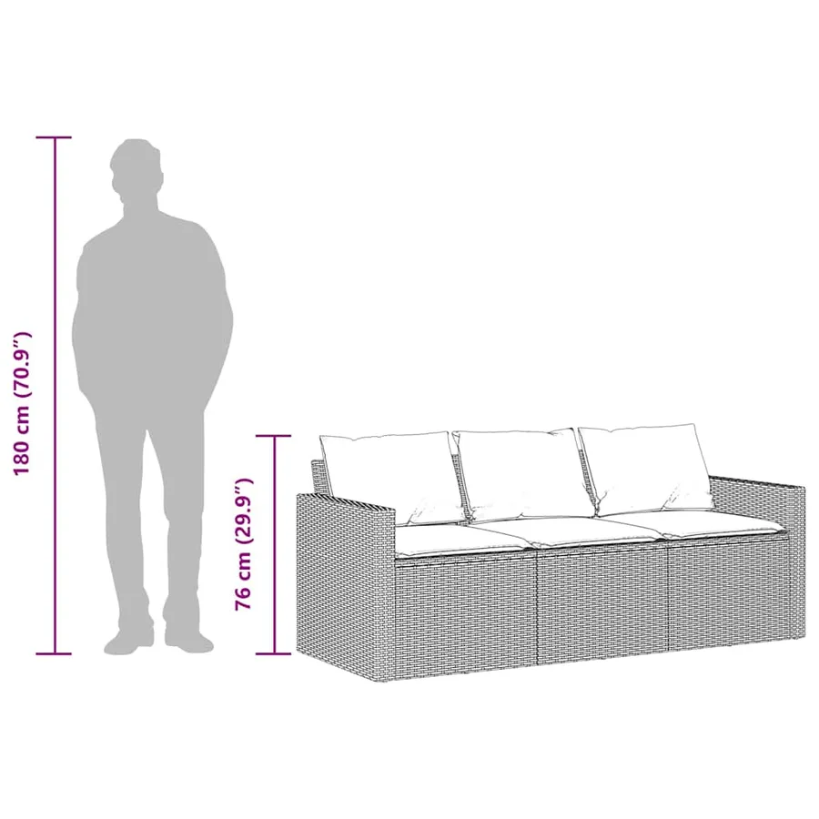 Ensemble à manger de jardin avec coussins 2 pcs marron rotin - 12
