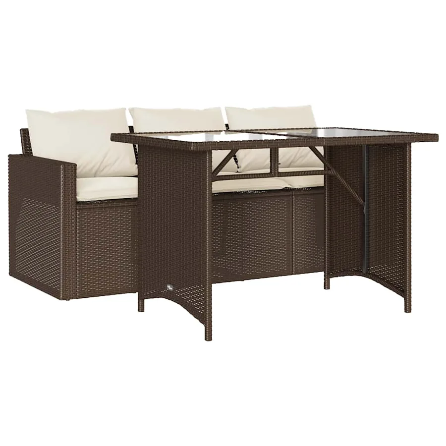 Ensemble à manger de jardin avec coussins 2 pcs marron rotin - 2