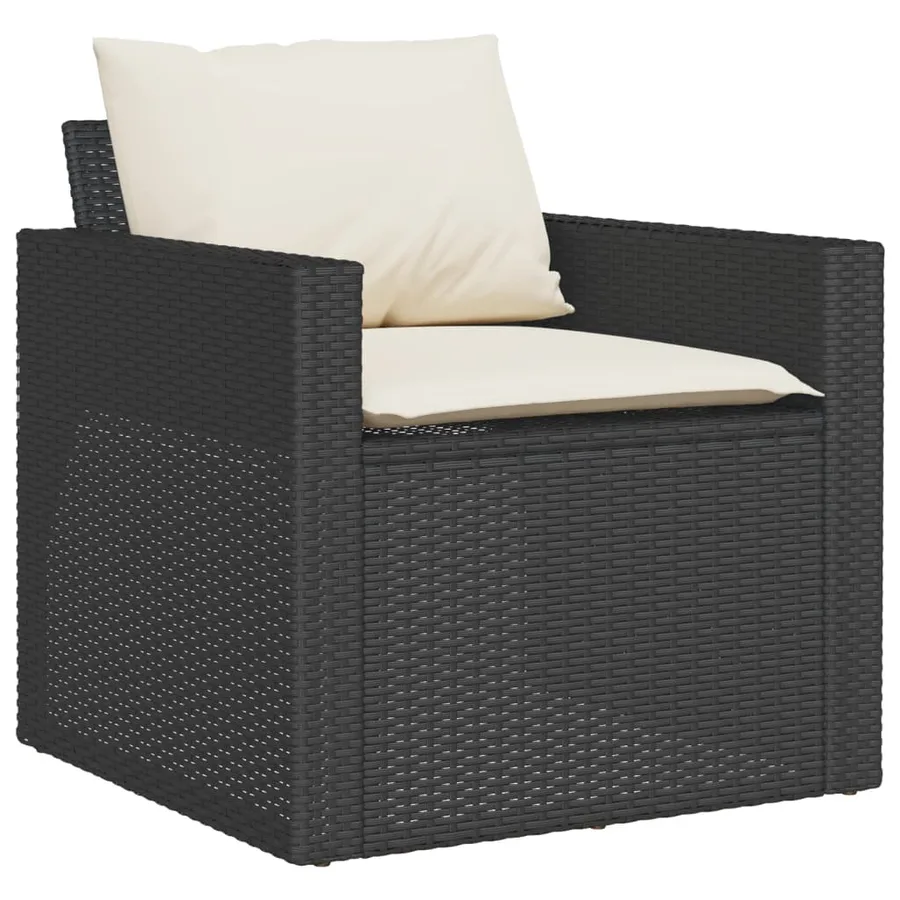 Salon de jardin 4 pcs avec coussins noir résine tressée - 4