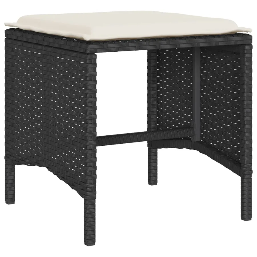 Salon de jardin 4 pcs avec coussins noir résine tressée - 5