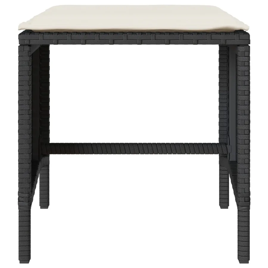 Salon de jardin 4 pcs avec coussins noir résine tressée - 7