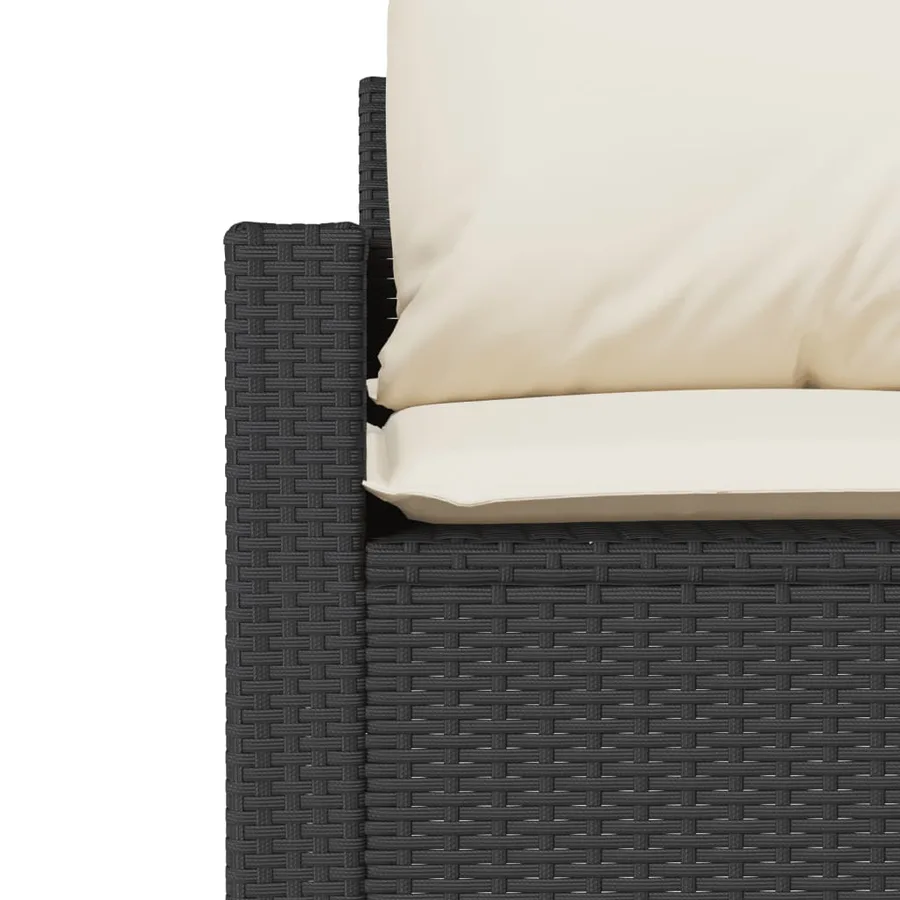 Salon de jardin 4 pcs avec coussins noir résine tressée - 8