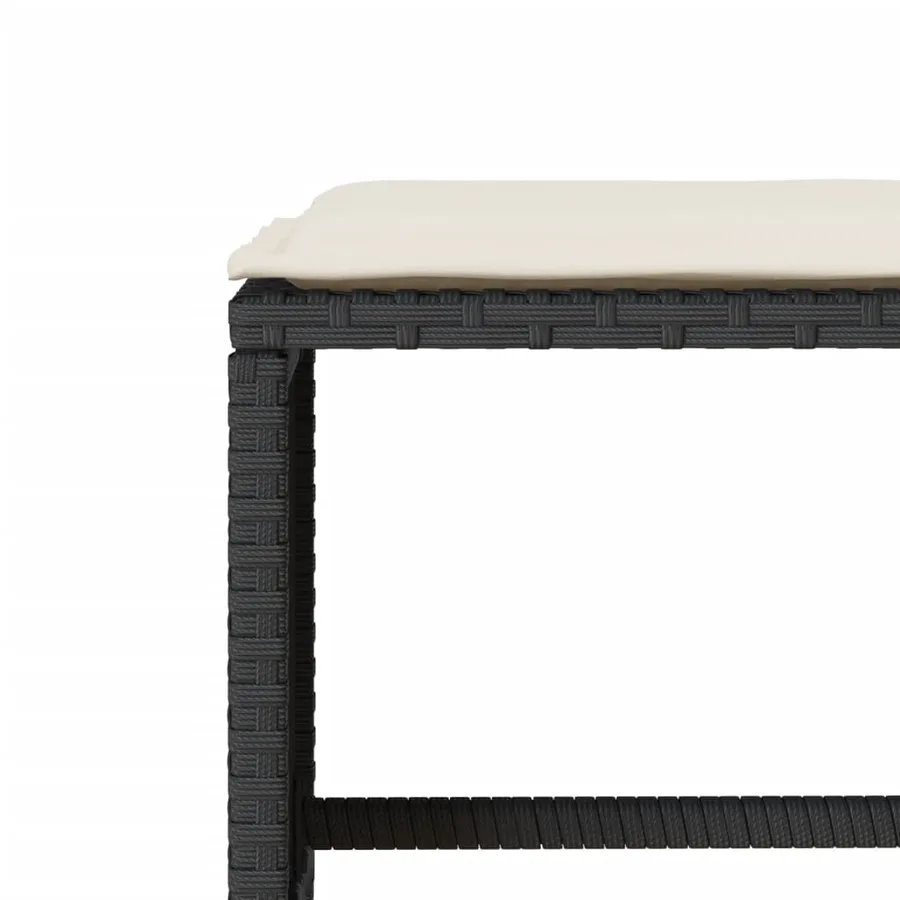 Salon de jardin 4 pcs avec coussins noir résine tressée - 9