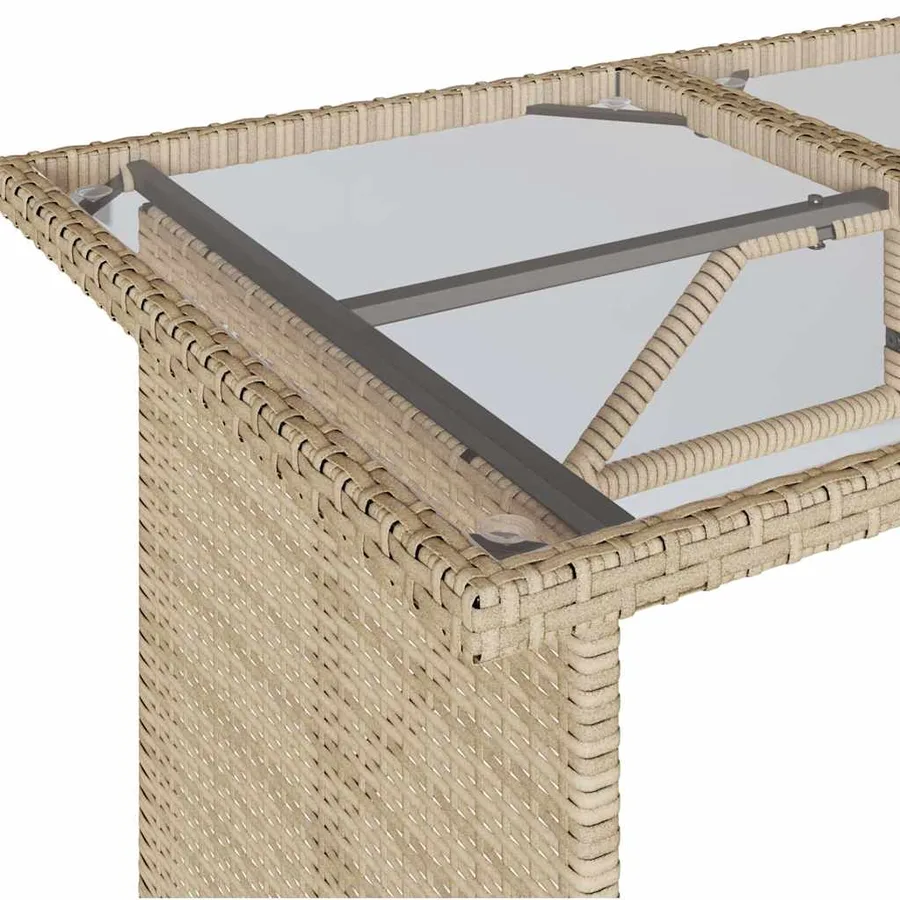 Ensemble à manger de jardin et coussins 2 pcs beige poly rotin - 10