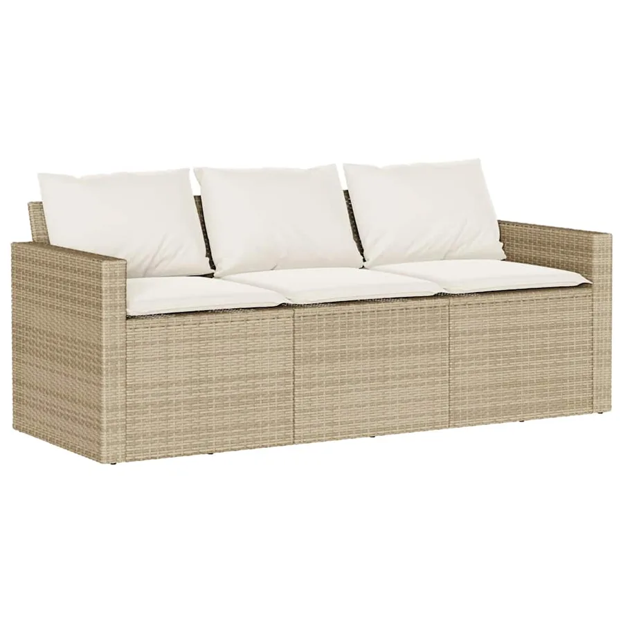 Ensemble à manger de jardin et coussins 2 pcs beige poly rotin - 4