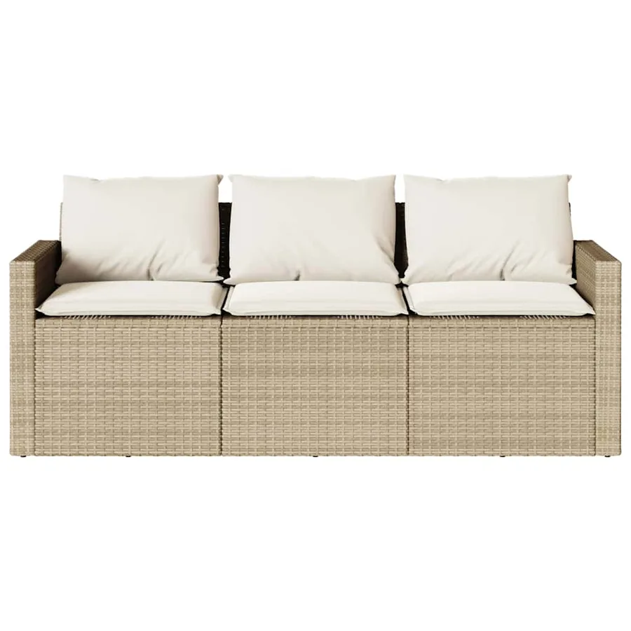 Ensemble à manger de jardin et coussins 2 pcs beige poly rotin - 6