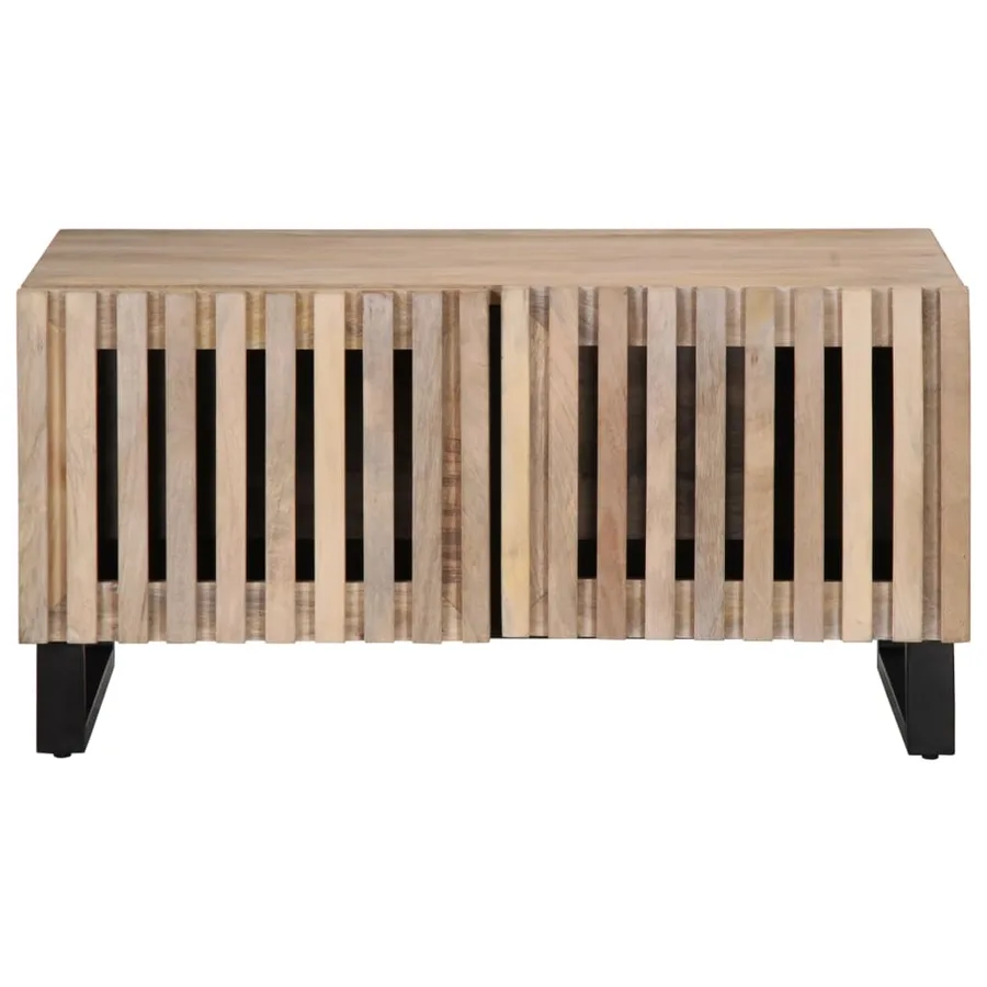 Table basse blanc 80x51x40 cm bois de manguier massif - 2