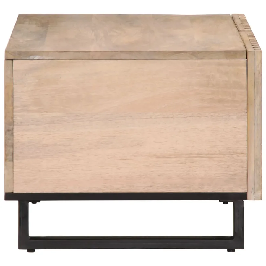 Table basse blanc 80x51x40 cm bois de manguier massif - 3