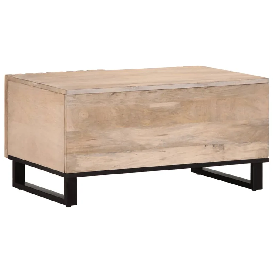 Table basse blanc 80x51x40 cm bois de manguier massif - 4
