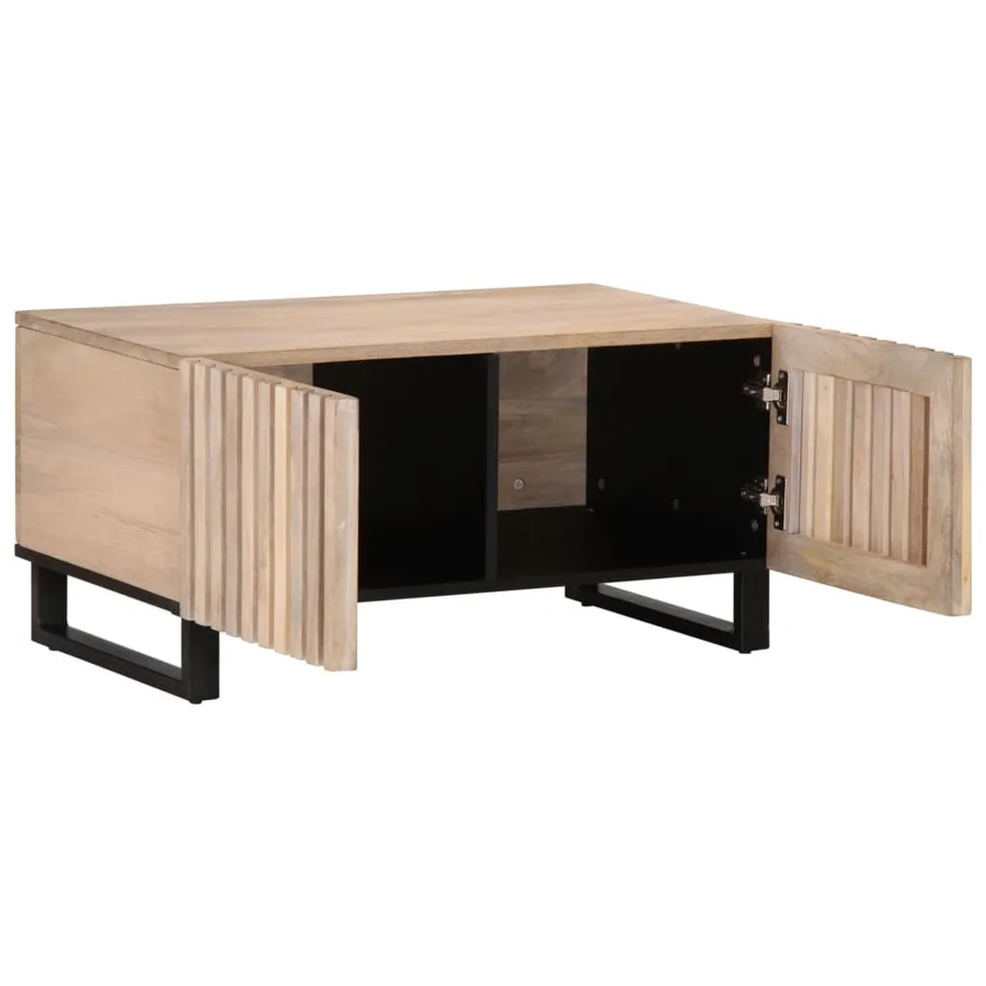 Table basse blanc 80x51x40 cm bois de manguier massif - 5
