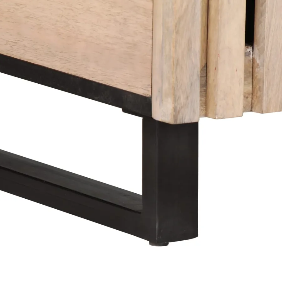 Table basse blanc 80x51x40 cm bois de manguier massif - 7
