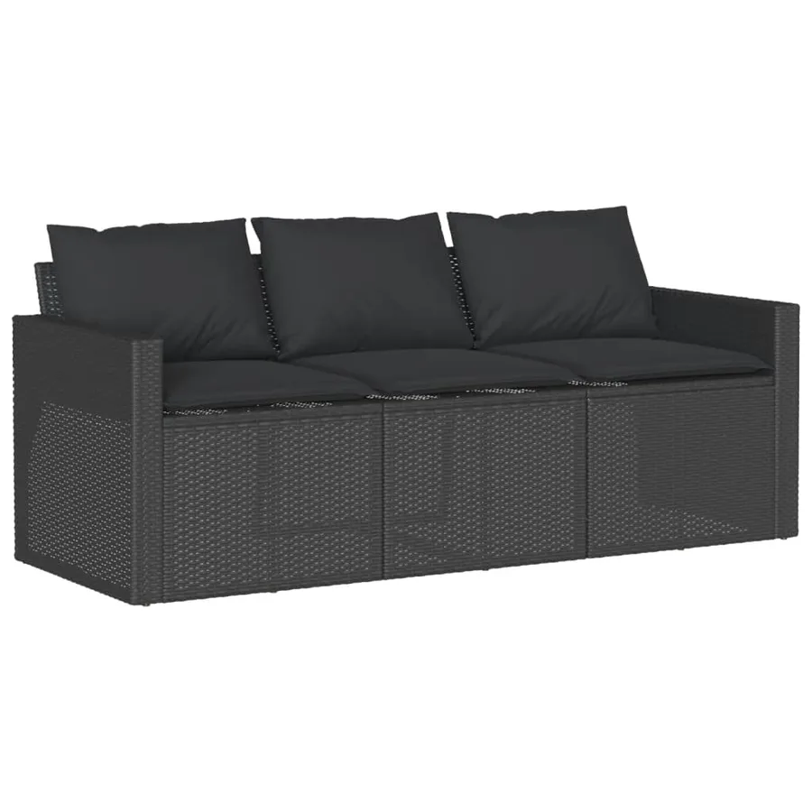 Salon de jardin 6 pcs avec coussins noir résine tressée - 6