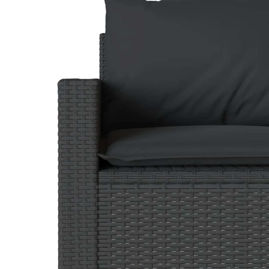 Salon de jardin 6 pcs avec coussins noir résine tressée - 8