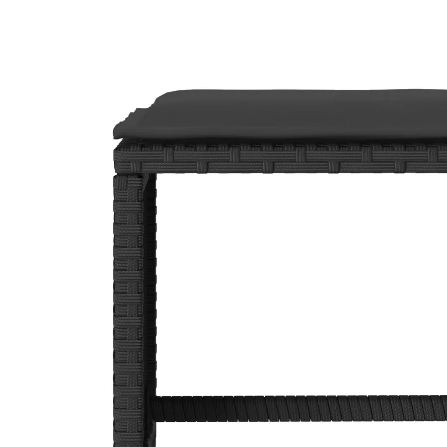 Salon de jardin 6 pcs avec coussins noir résine tressée - 9