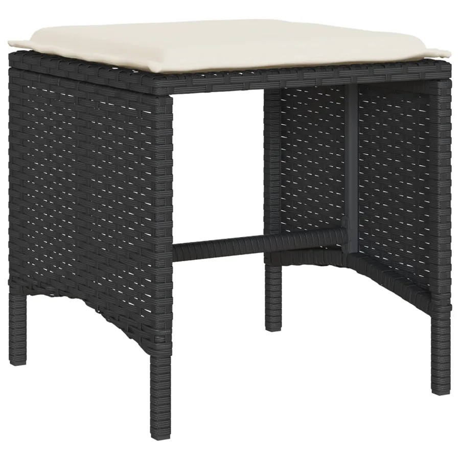 Salon de jardin 6 pcs avec coussins noir résine tressée - 5