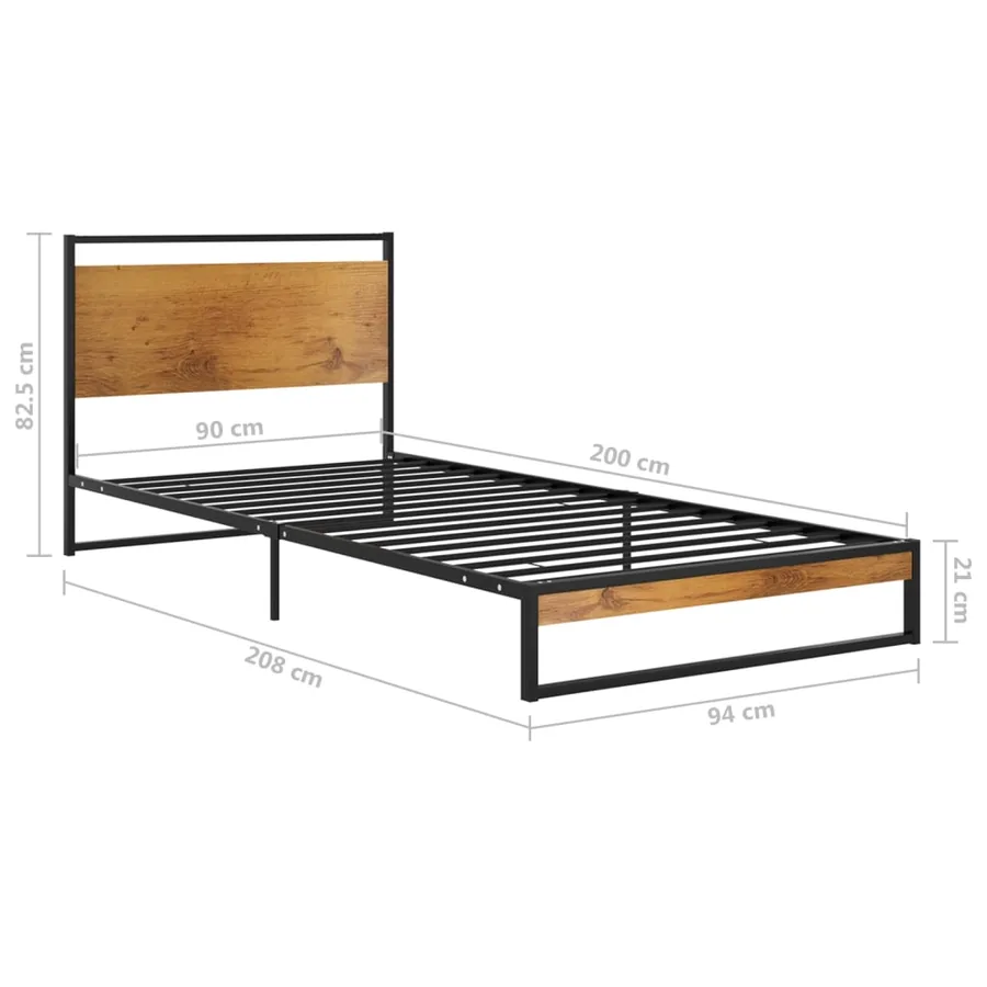 Cadre de lit sans matelas métal 90x200 cm - 6