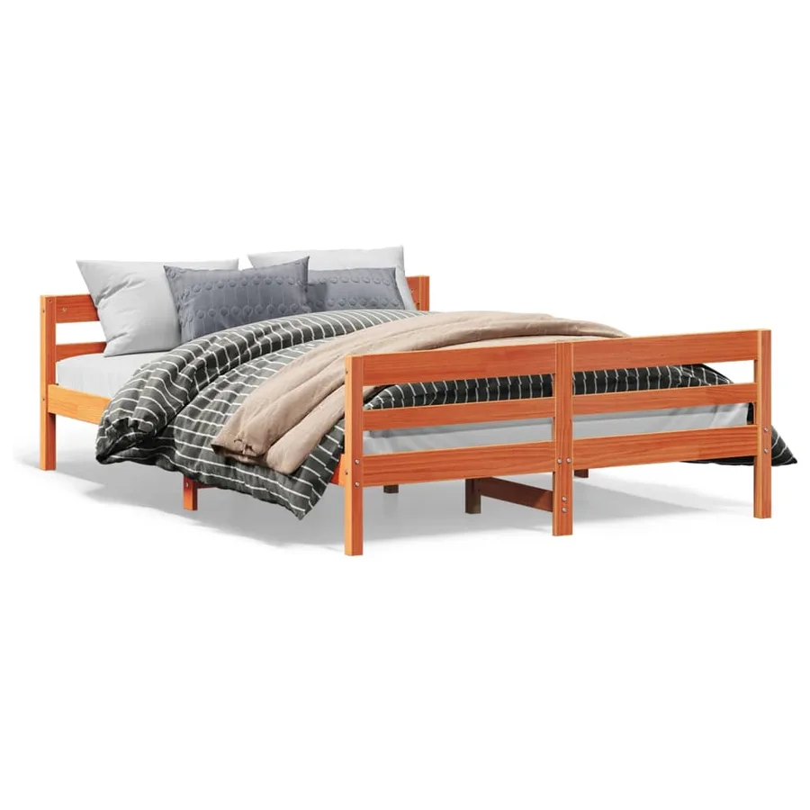 Cadre de lit sans matelas cire marron 120x200cm bois pin massif - 2