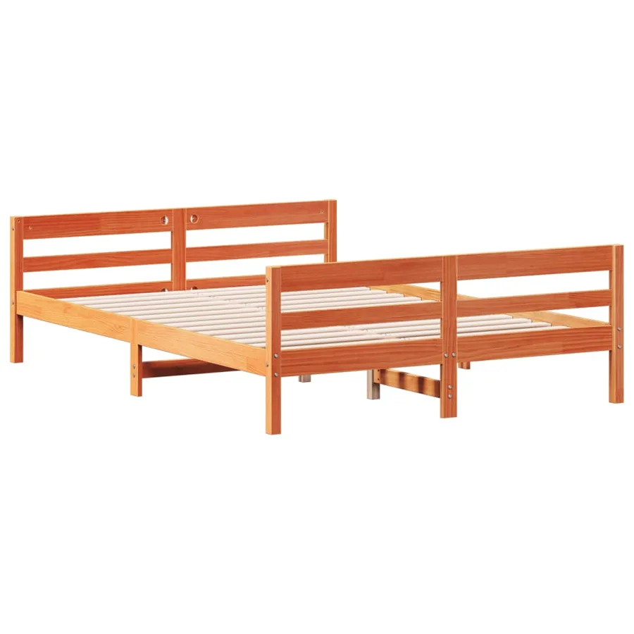 Cadre de lit sans matelas cire marron 120x200cm bois pin massif - 3