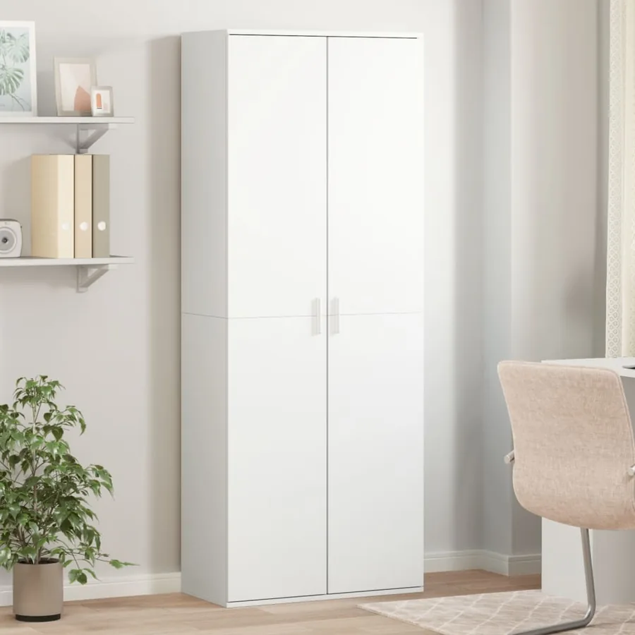 Buffet haut blanc 70x35x180 cm bois d'ingénierie