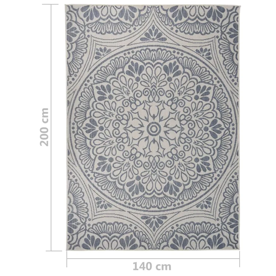 Tapis à tissage plat d'extérieur 140x200 cm Motif bleu - 6