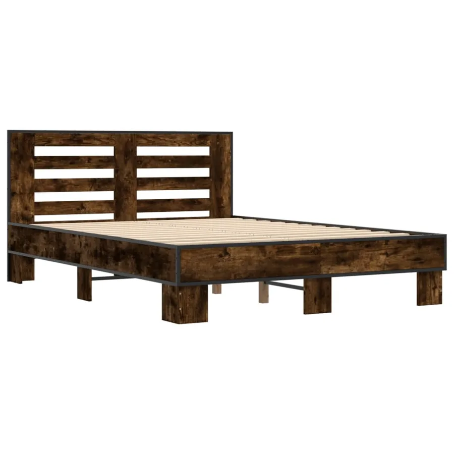 Cadre de lit sans matelas chêne fumé 135x190 cm - 3