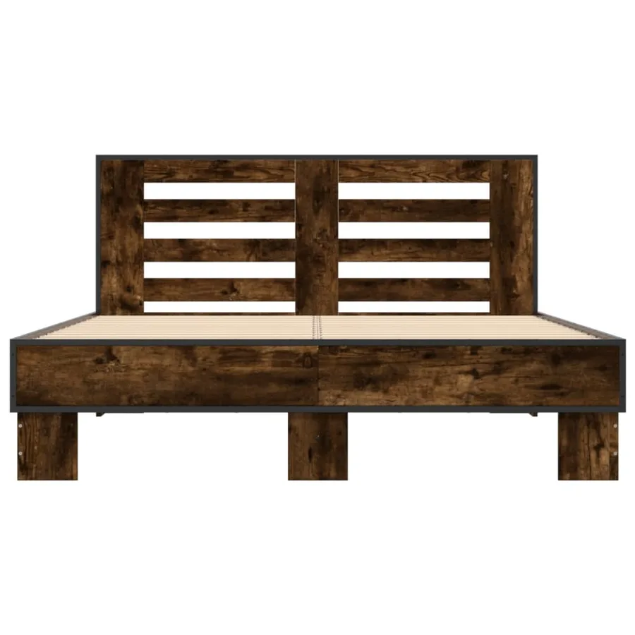 Cadre de lit sans matelas chêne fumé 135x190 cm - 4