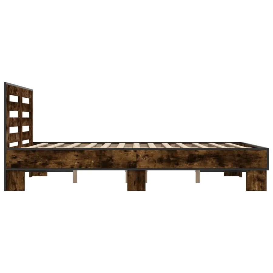 Cadre de lit sans matelas chêne fumé 135x190 cm - 5