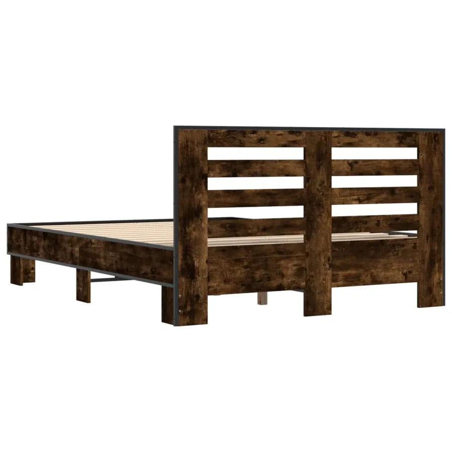 Cadre de lit sans matelas chêne fumé 135x190 cm - 6