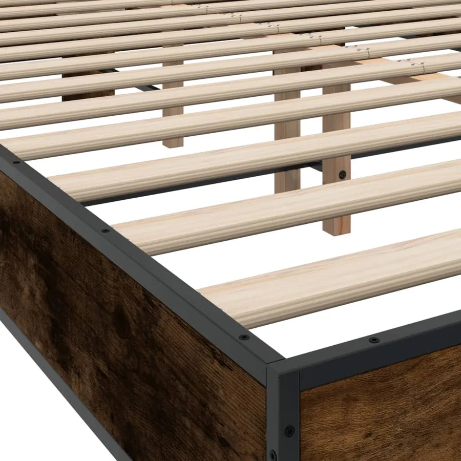 Cadre de lit sans matelas chêne fumé 135x190 cm - 7