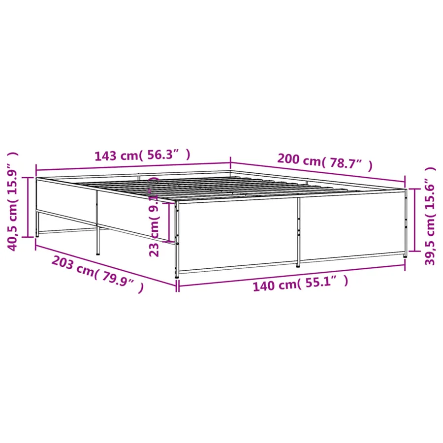 Cadre de lit sans matelas chêne marron 140x200 cm - 9