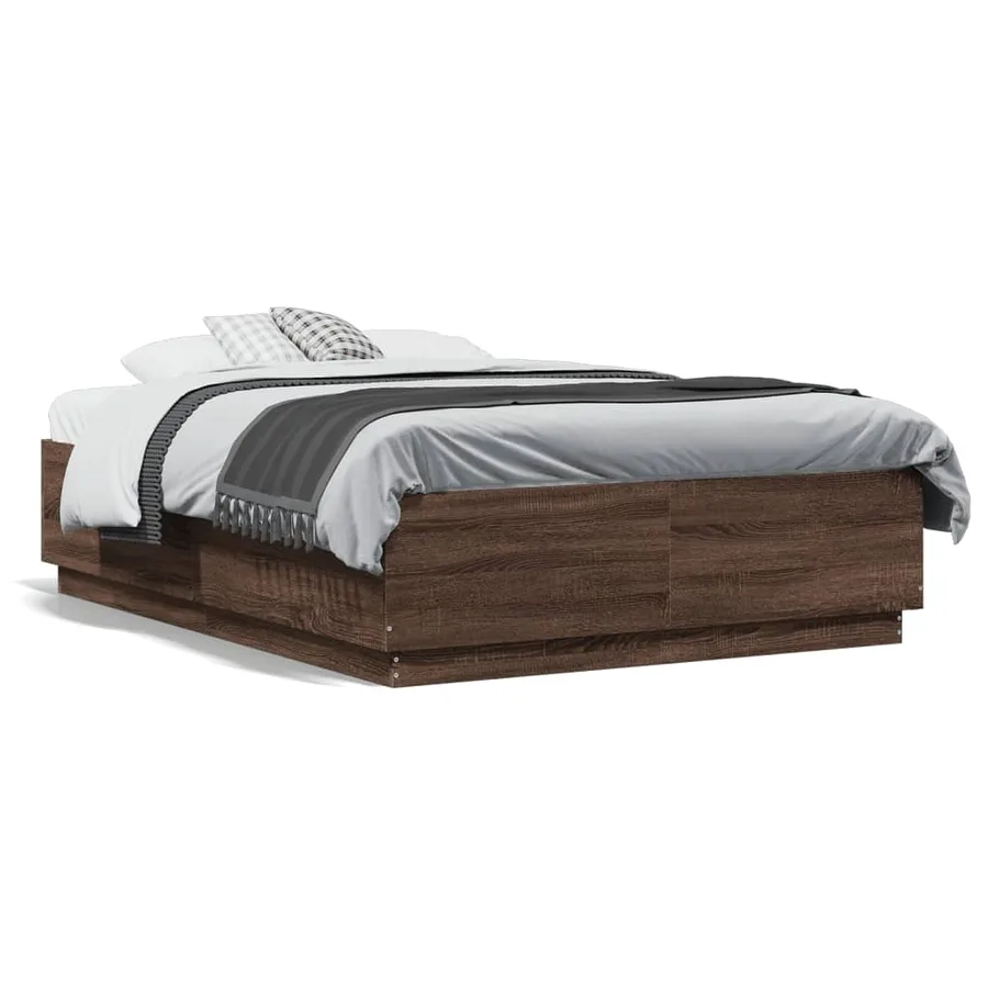 Cadre de lit sans matelas chêne marron 135x190 cm - 2