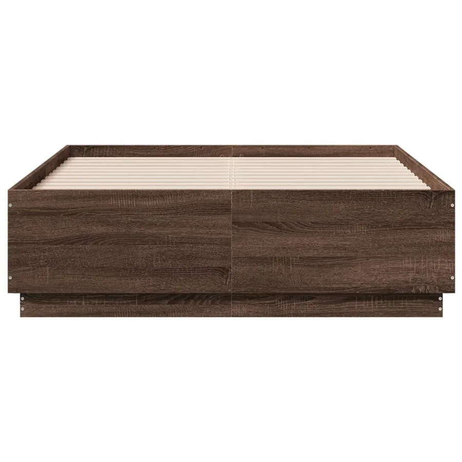 Cadre de lit sans matelas chêne marron 135x190 cm - 4